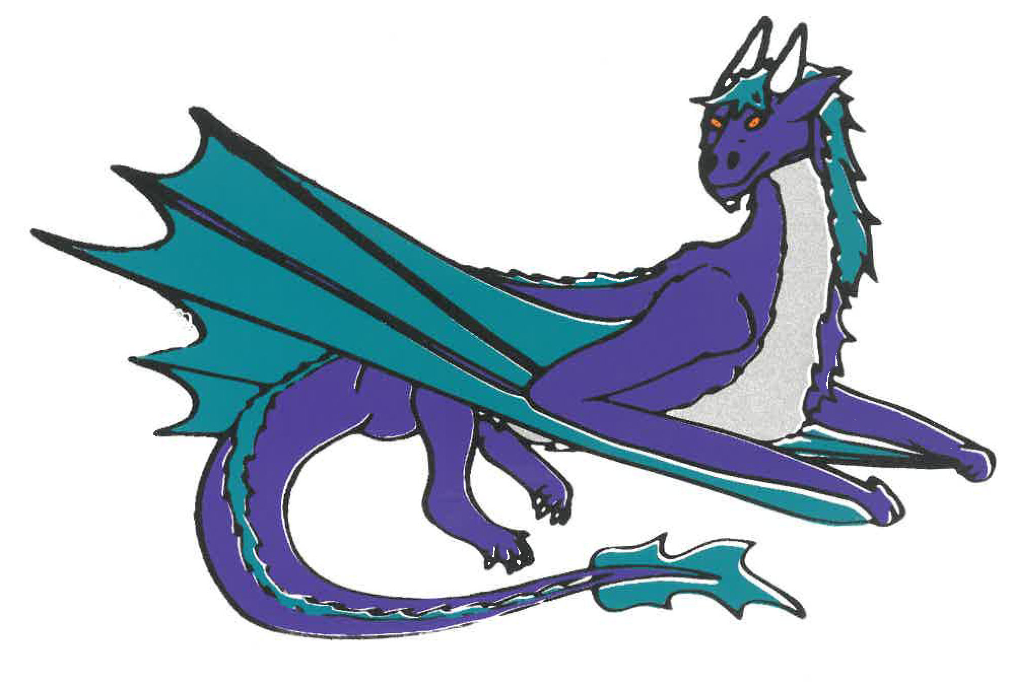 Silk screen print of a wyvern
